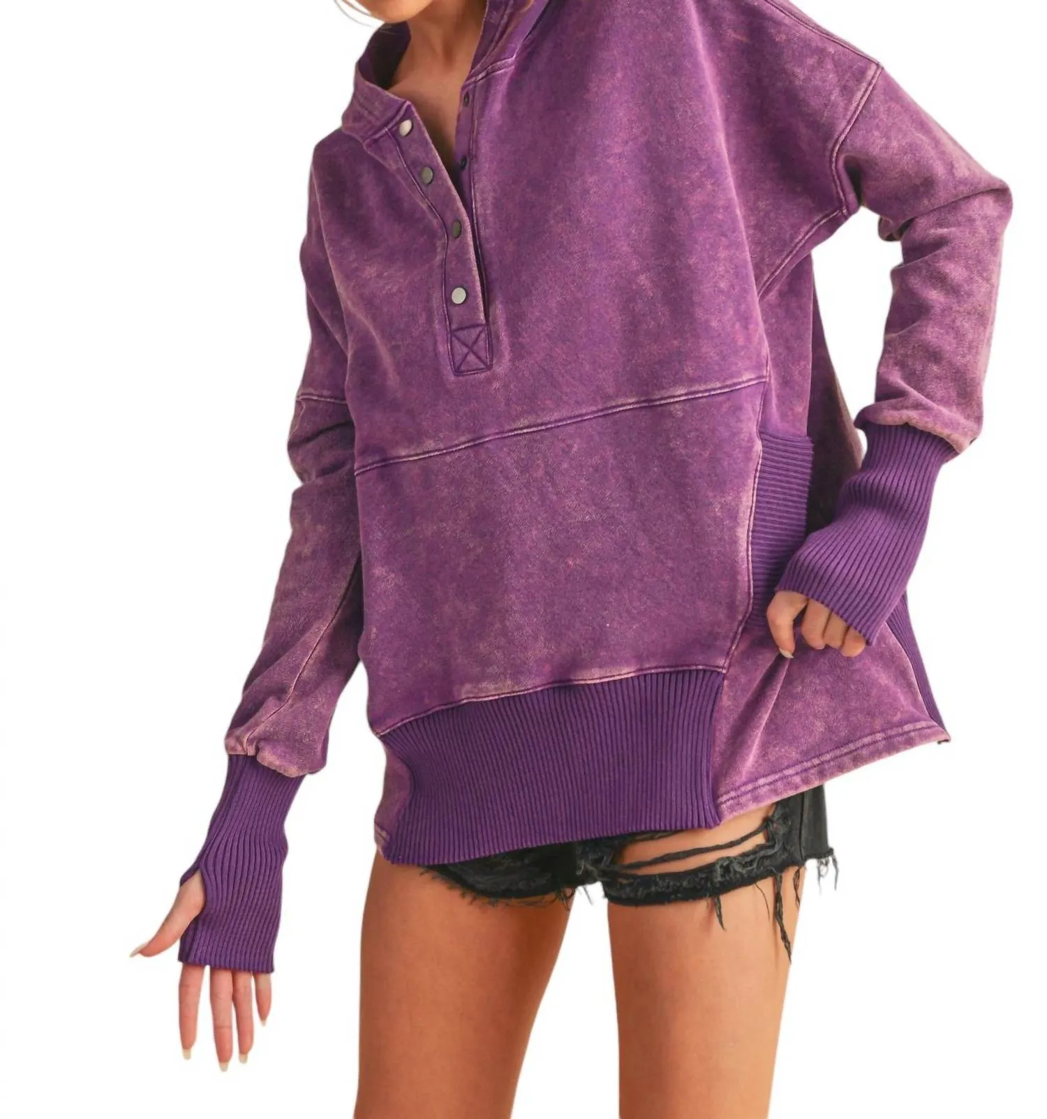 Aemi   Co - Washed Dove Pullover