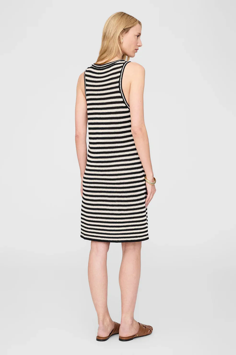 Anine Bing  Arie Dress in Black and Ivory Stripe