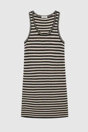 Anine Bing  Arie Dress in Black and Ivory Stripe