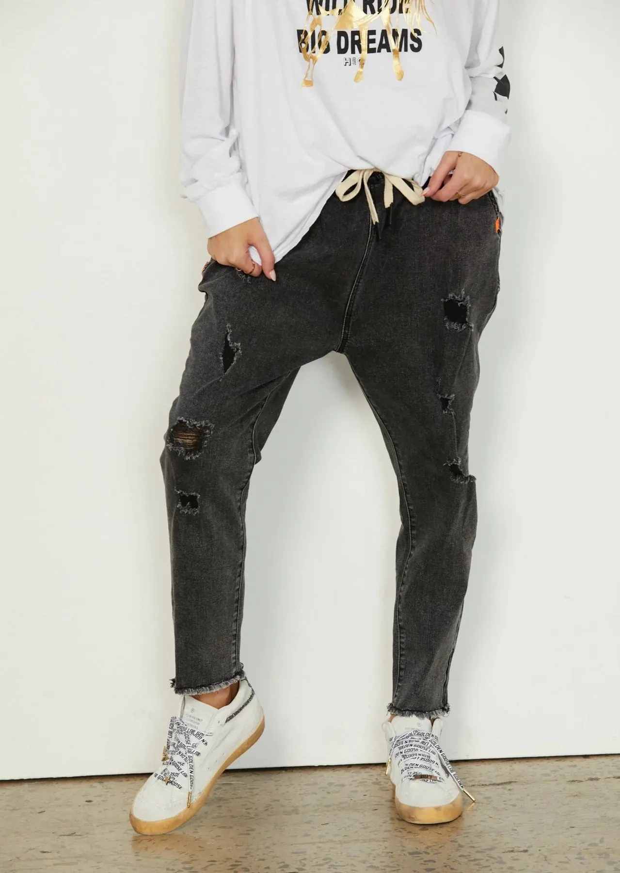 Black Denim Distressed Jean