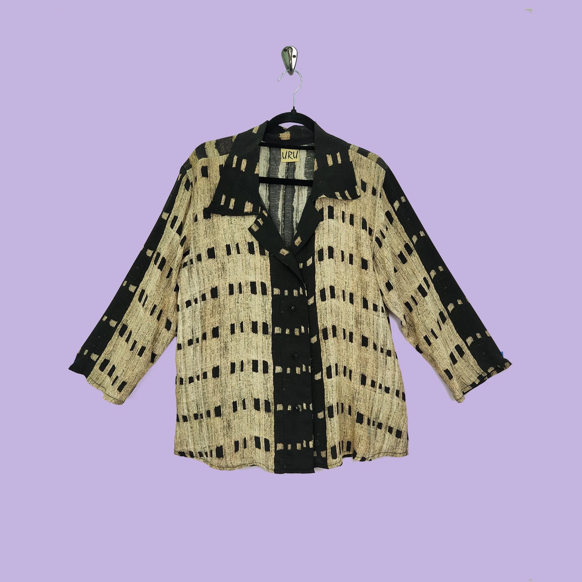 Camp Shirt in Basketweave Printed Silk