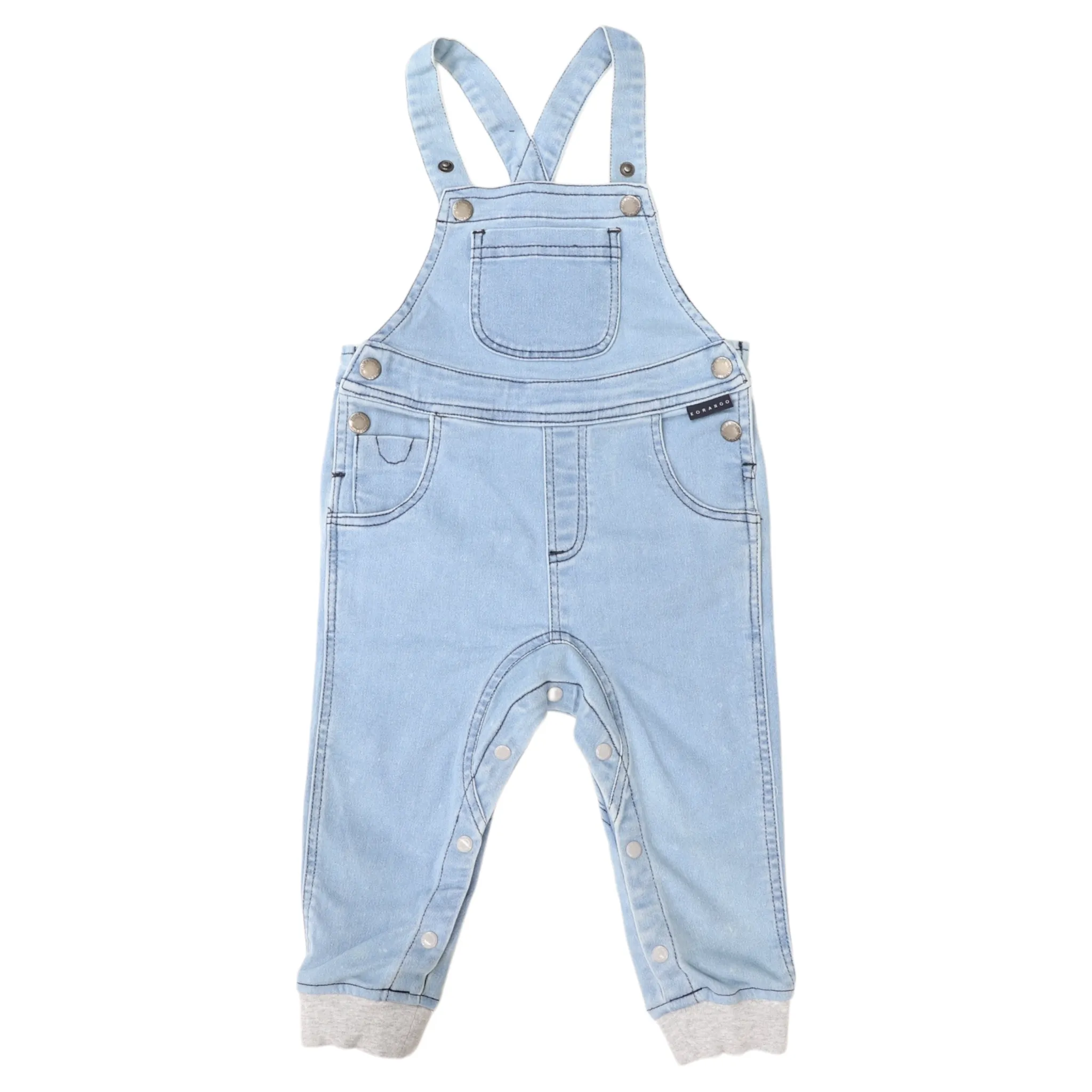 Denim Knit Overalls Light Denim