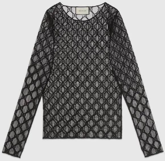 GG Embroidered Tulle T-Shirt