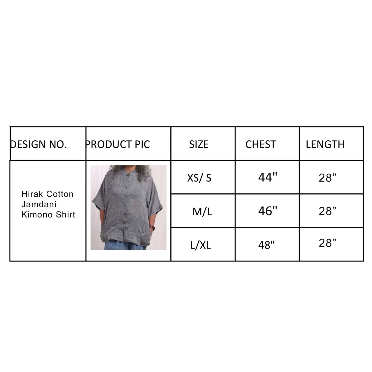 Grey Jamdani Kimono Shirt | Cotton Muslin | Relaxed Fit | Casual Wear
