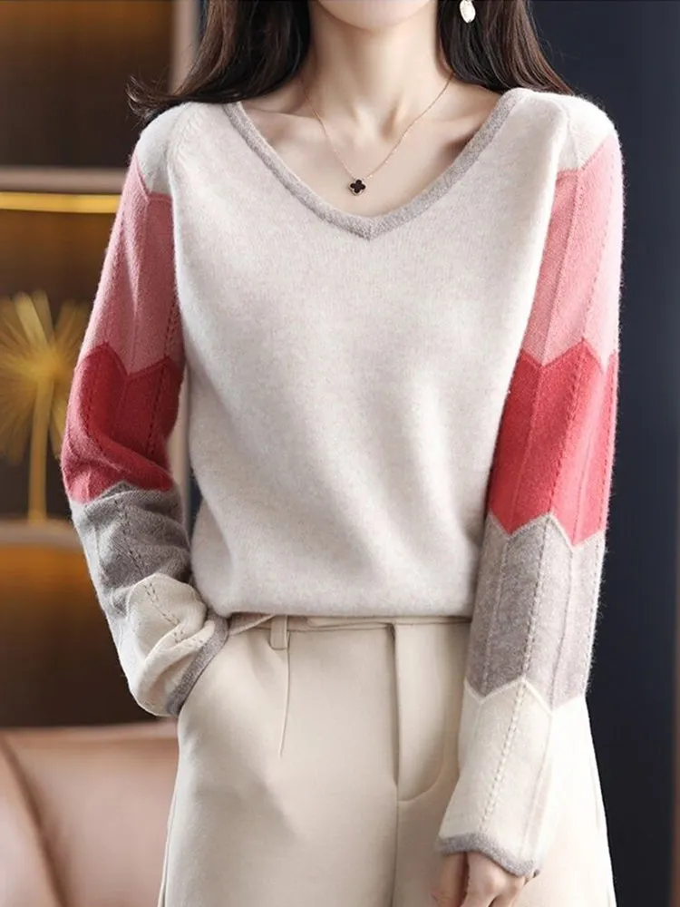 Jenna Woman Loose Knitted V Neck Sweater