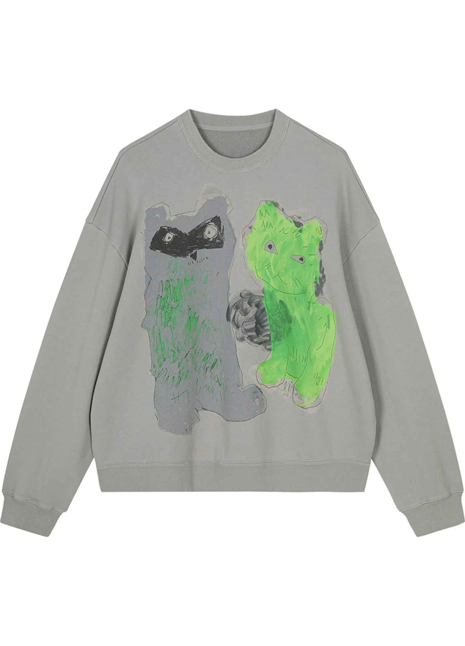 JNBY Playful Cat Oversized Cotton Sweatshirt