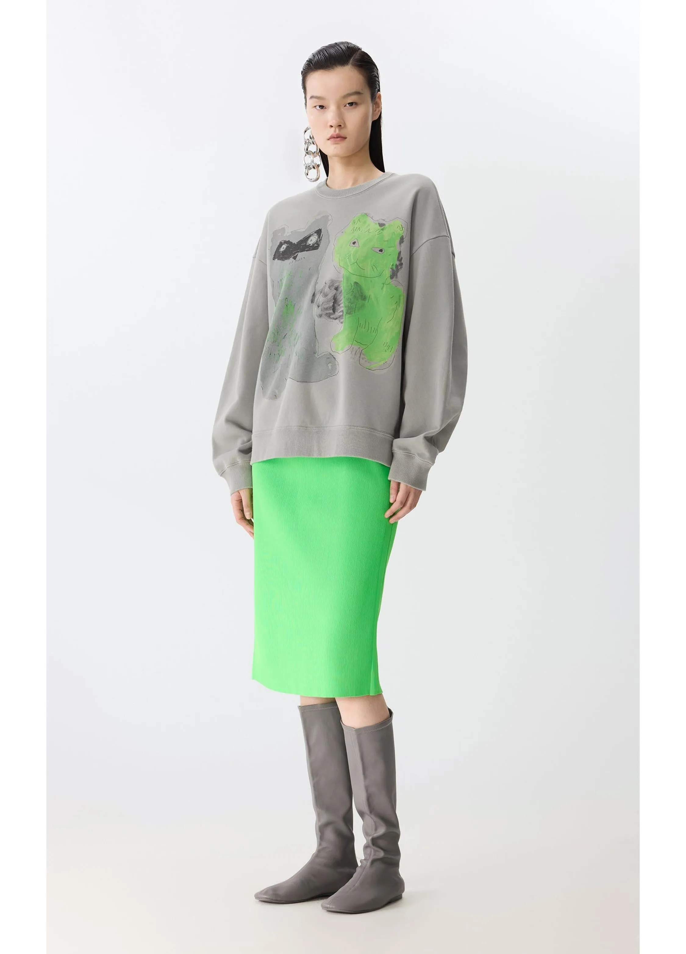JNBY Playful Cat Oversized Cotton Sweatshirt