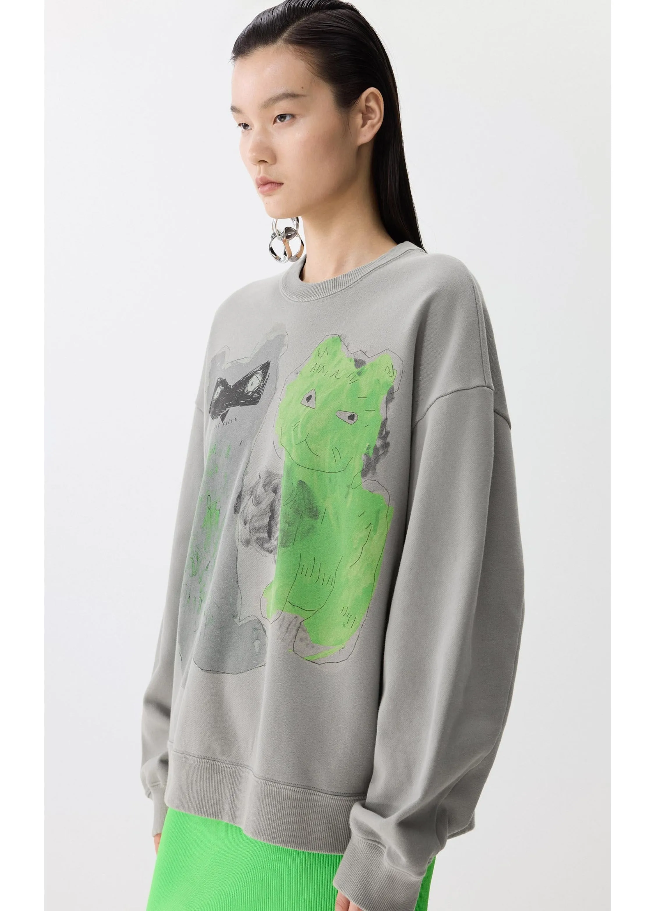 JNBY Playful Cat Oversized Cotton Sweatshirt