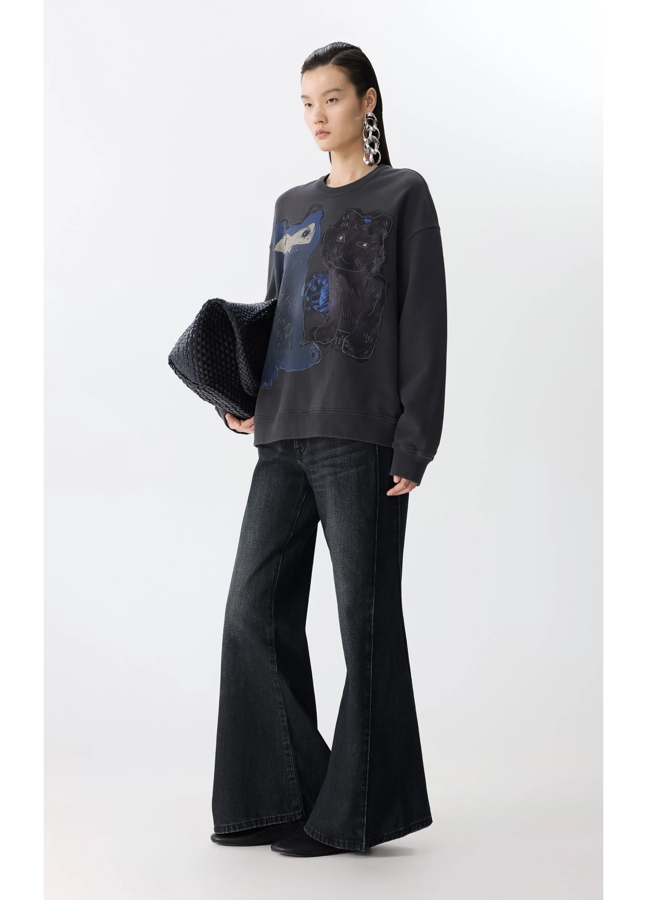 JNBY Playful Cat Oversized Cotton Sweatshirt