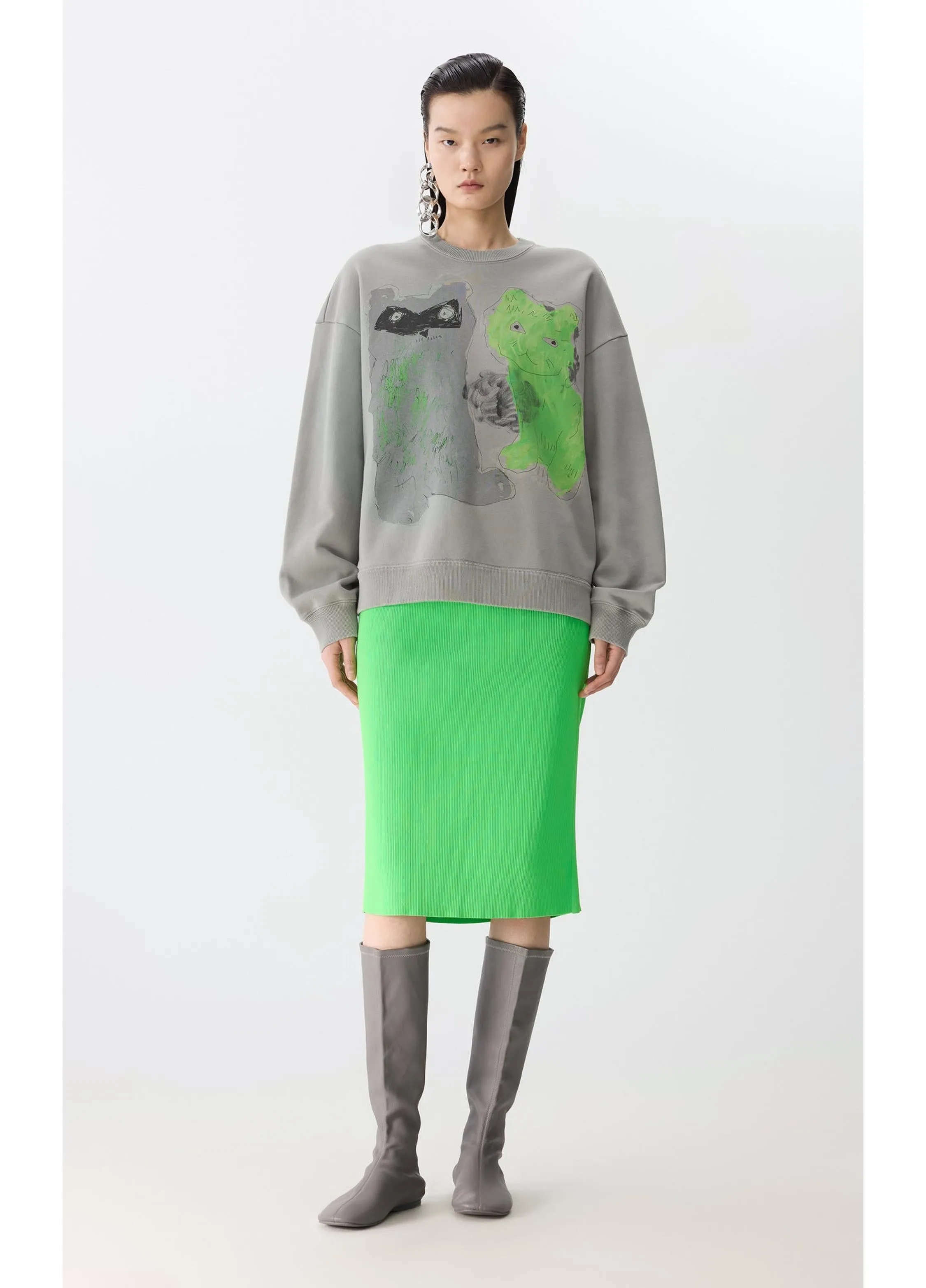 JNBY Playful Cat Oversized Cotton Sweatshirt