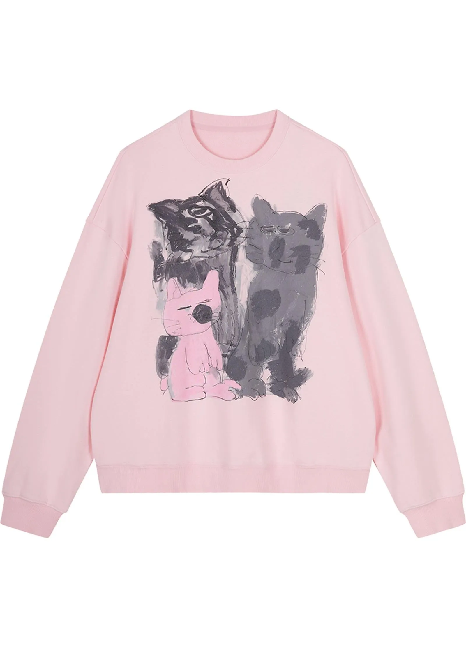 JNBY Playful Cat Oversized Cotton Sweatshirt