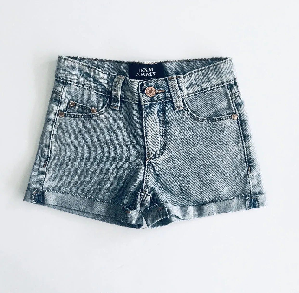Light Blue Wash Frayed Shorts