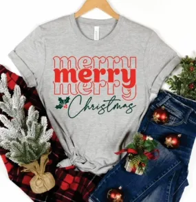 Merry Merry Merry Christmas Holly" Tee