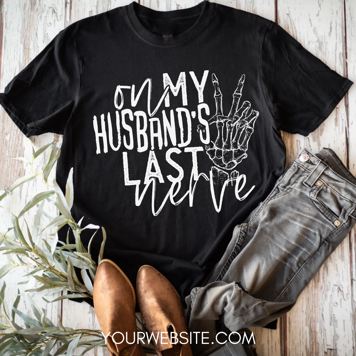 On My Husbands Last Nerve Screen Printed Tee