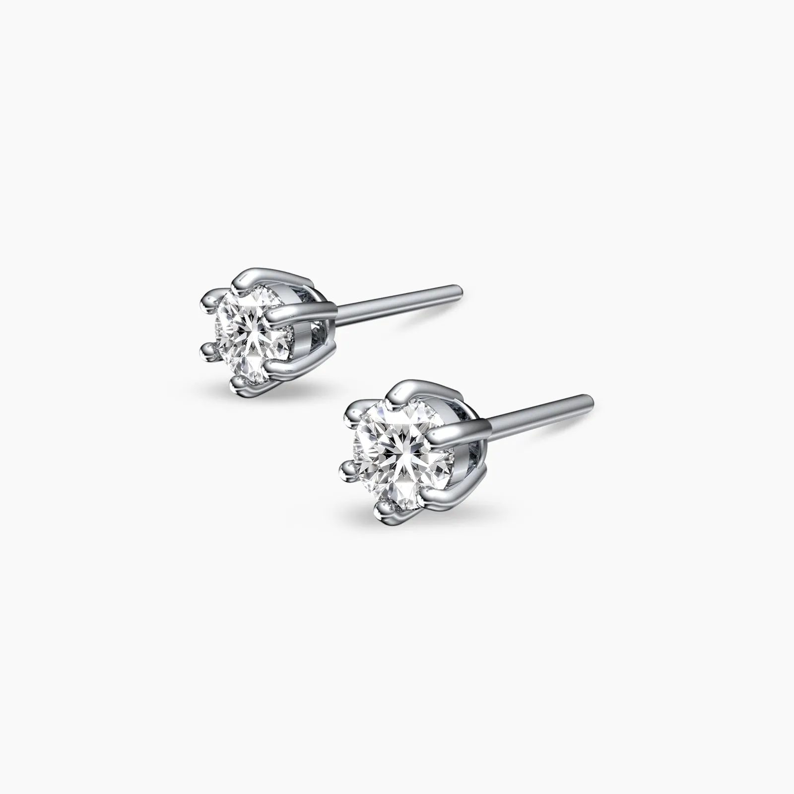 Six Prongs Solitaire Natural Diamond Studs