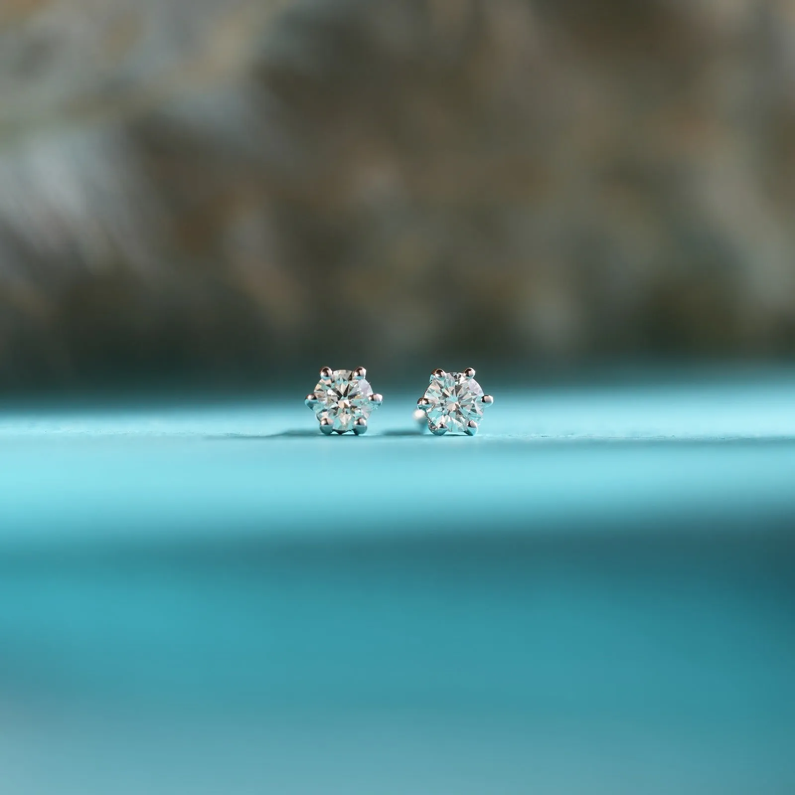Six Prongs Solitaire Natural Diamond Studs