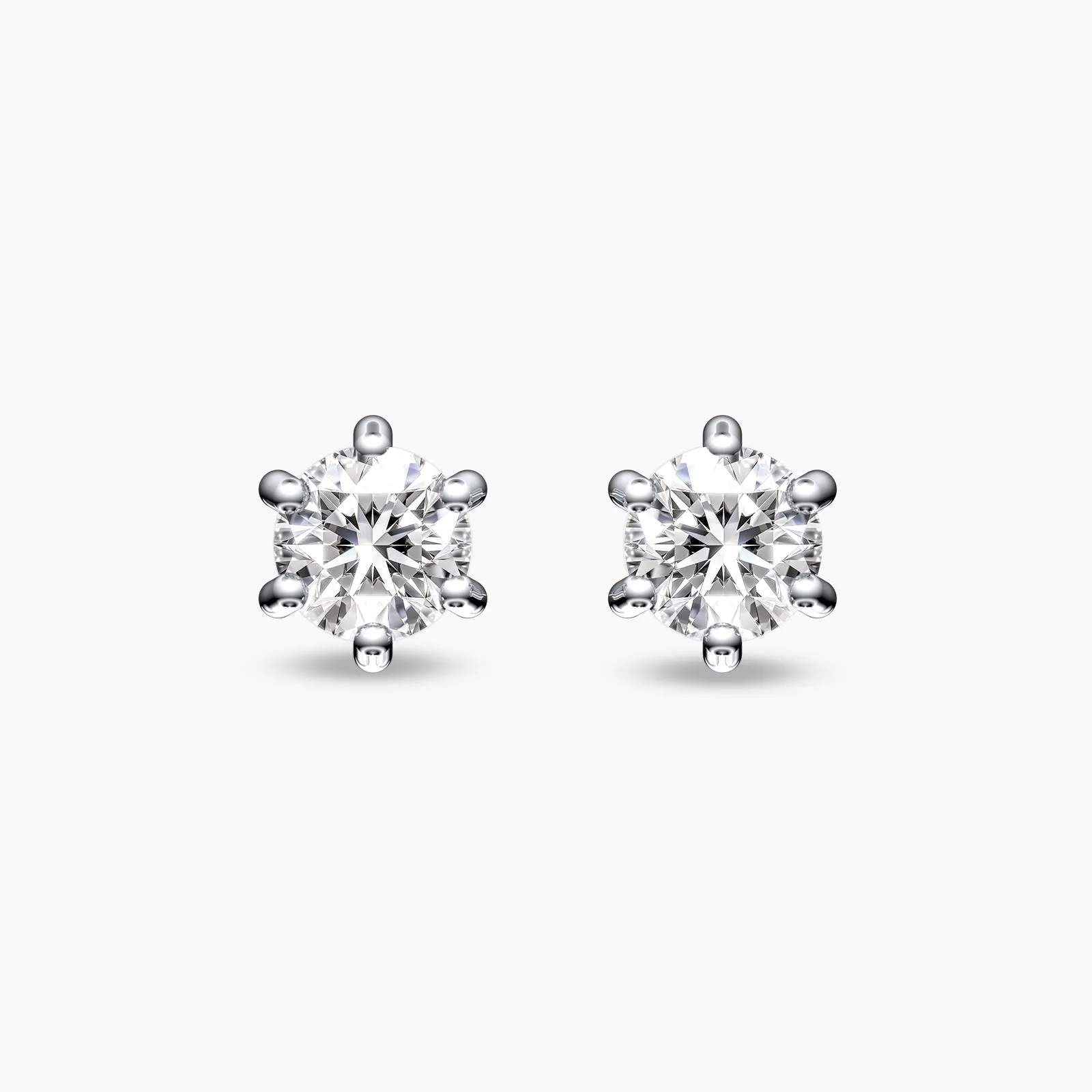 Six Prongs Solitaire Natural Diamond Studs