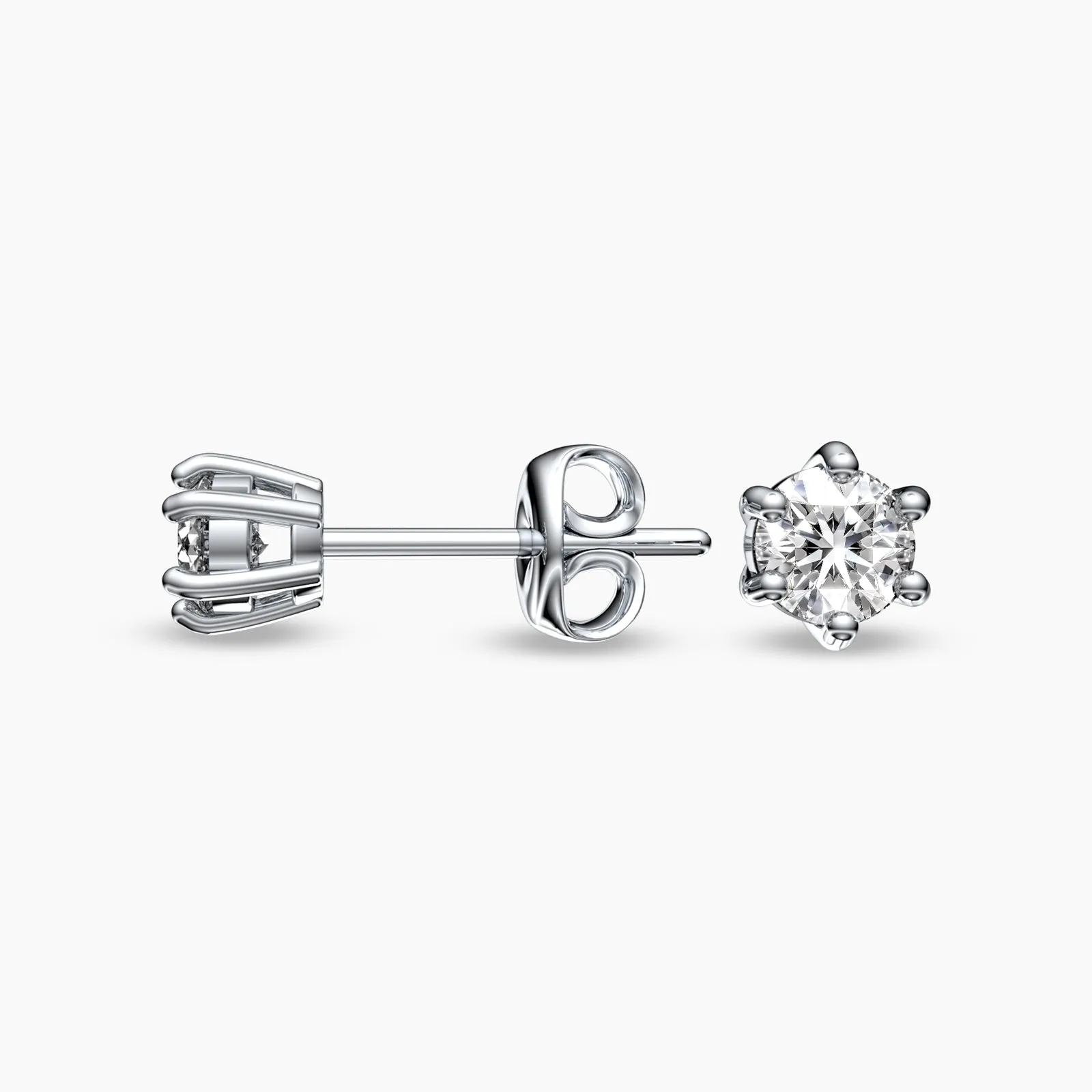 Six Prongs Solitaire Natural Diamond Studs