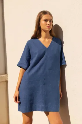 SOLNA LINEN DRESS | ROYAL