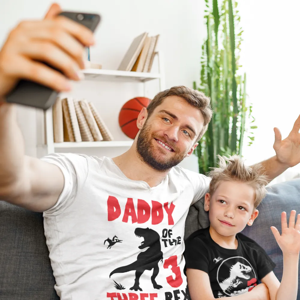 Three Rex birthday shirt, dinosaur birthday shirts for family