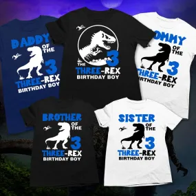 Three Rex birthday shirt, dinosaur birthday shirts for family
