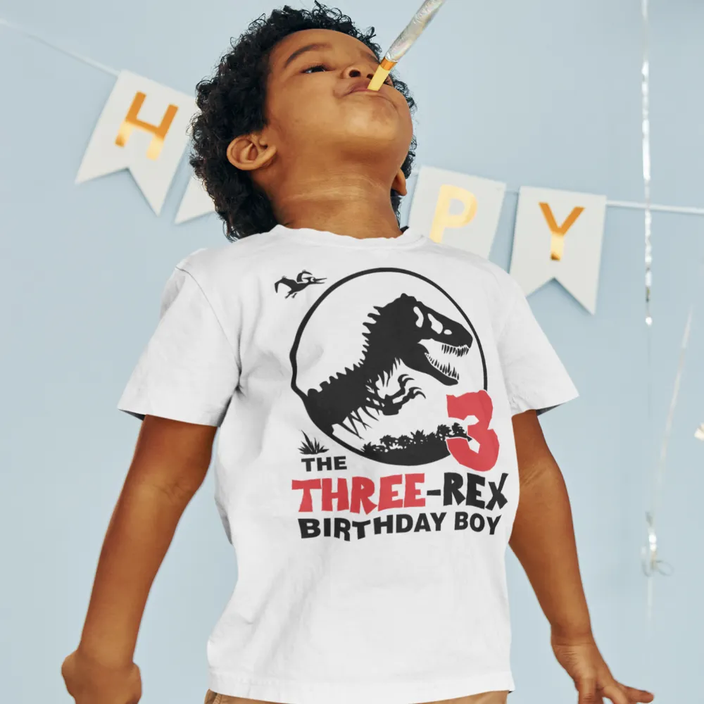 Three Rex birthday shirt, dinosaur birthday shirts for family