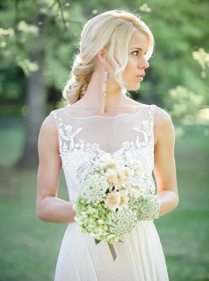 Wedding Dresses with Sweep Train,Beach Wedding Dress,Elegant Wedding Dress,WD00314