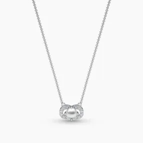 White Gold Little Pearl Diamond Necklace