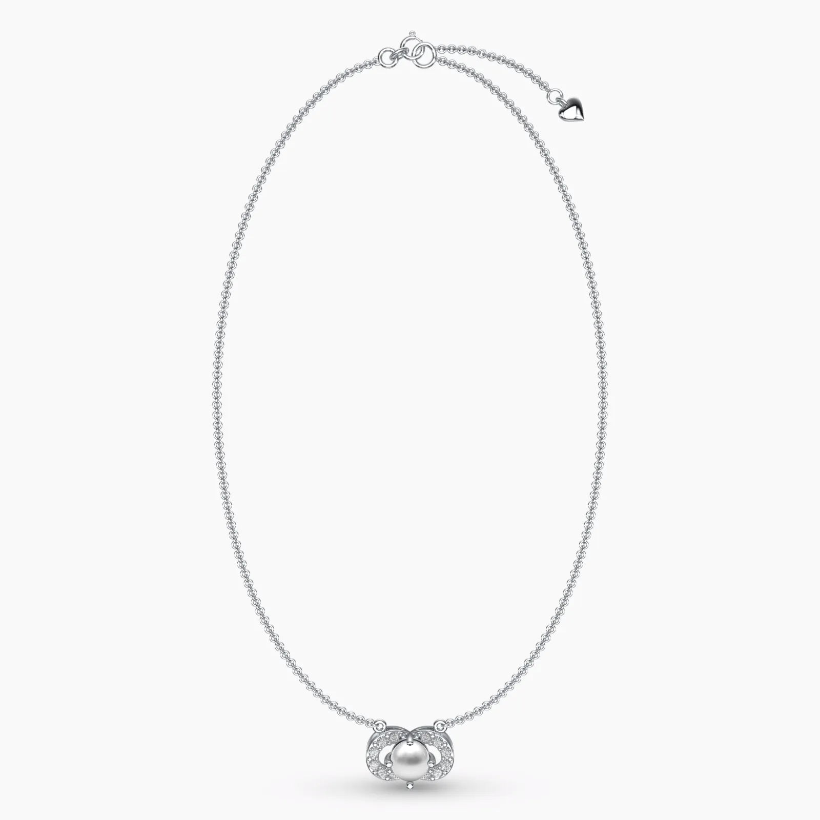 White Gold Little Pearl Diamond Necklace